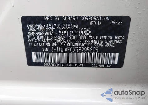 2024 Subaru Impreza Sport 5-Door из США, поврежденный, VIN JF1GUAFCXR8295896